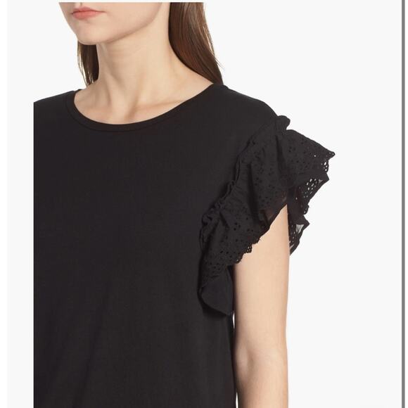 All Saints Senna Adelaide T-Shirt Dress Tiered Ruffled Eyelet Sleeves Size Small - Picture 3 of 10